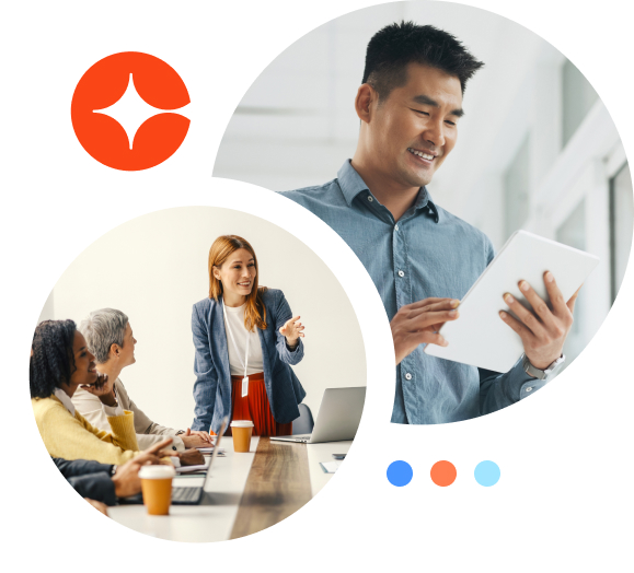 Diverse team collaborating around a table